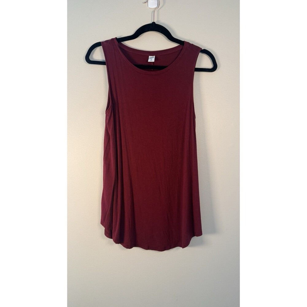 Old Navy Luxe Womens Solid Burgundy Knit Crew Neck Sleeveless Tank Top - M